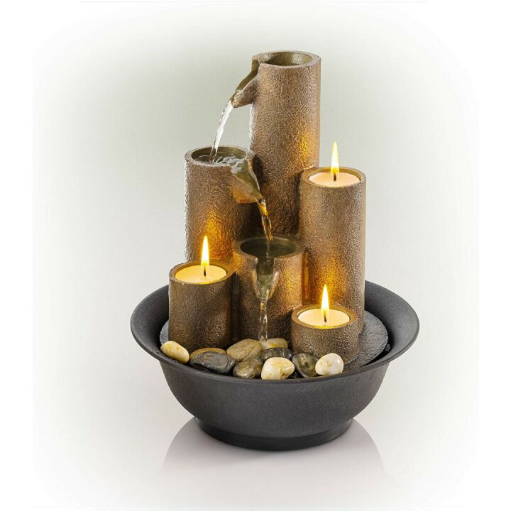 Alpine Tabletop Fountain with Candles – Relaxation Feature
