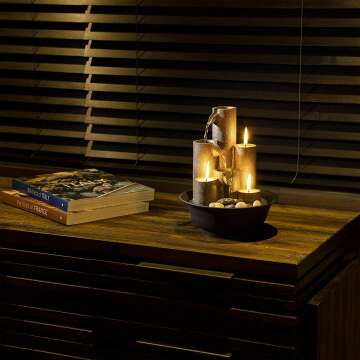 Alpine Tabletop Fountain with Candles – Relaxation Feature