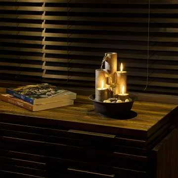 Alpine Tabletop Fountain with Candles – Relaxation Feature