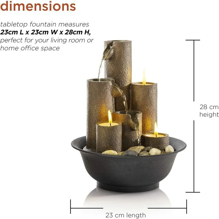 Alpine Tabletop Fountain with Candles – Relaxation Feature