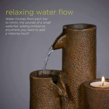 Alpine Tabletop Fountain with Candles – Relaxation Feature