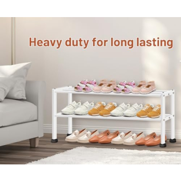 KEETDY Heavy Duty Shoe Rack - Holds 12 Pairs in Style