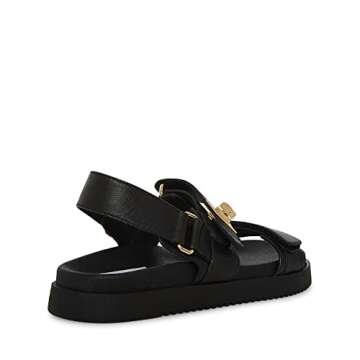 Steve Madden Women's Mona Sandal, Black Leather, 8.5