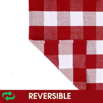 Christmas Red and White Plaid Rug - 28 x 43 Inches Outdoor Front Door Decor Mat Cotton Washable Hand-Woven Rug Christmas New Year Holiday Porch Entryway Layered Doormat