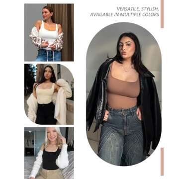 FeelinGirl Shapewear Bodysuit for Women Thong Body Shaper Comfortable Tank Tops Seamless Body Suits Nude M/L