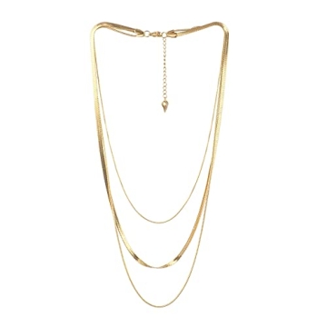 Léwind Herringbone Chain Layered Necklace - 18K Gold Plated for Elegant Style