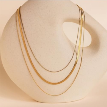 Léwind Herringbone Chain Necklace for Women - 18K Gold Plated