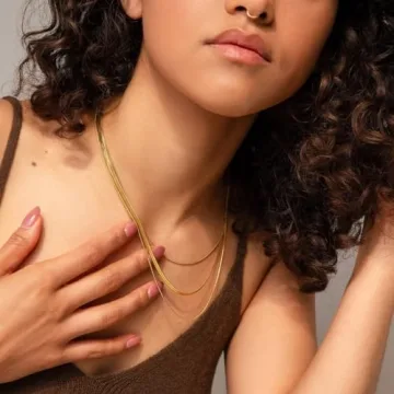 Léwind Herringbone Chain Necklace for Women - 18K Gold Plated