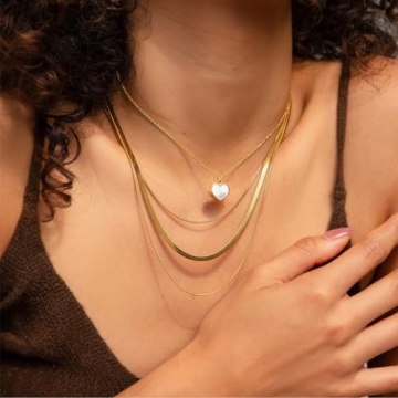 Léwind Herringbone Chain Necklace for Women - 18K Gold Plated