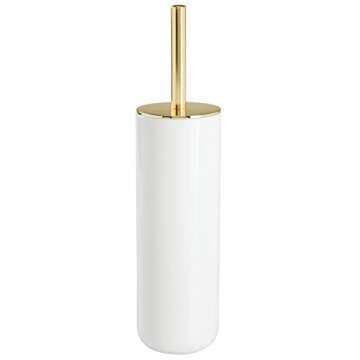 mDesign Compact Freestanding Plastic Toilet Bowl Brush and Holder for Bathroom Storage - Plastic and...