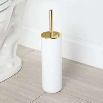 Chic mDesign Compact Toilet Brush and Holder - White/Gold