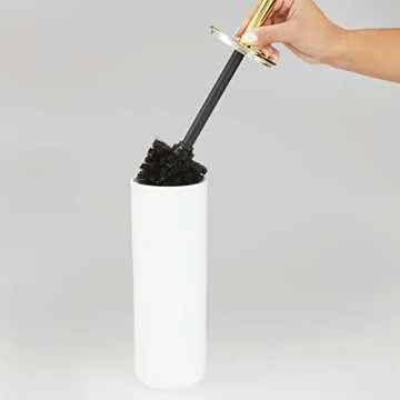 Chic mDesign Compact Toilet Brush and Holder - White/Gold