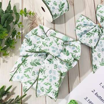 AnyDesign 12 Yards Greenery Wired Edge Ribbon - Craft Elegance