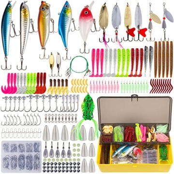 GOANDO Fishing Lures Kit 302Pcs Accessories Set for Bass Trout Salmon with Topwater Lures Crankbaits...