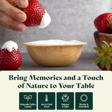 Chic Leaf 150 Pack Biodegradable and Disposable Palm Leaf Bowls 2.5" Round Deep for Charcuterie Boards, Parties, and Condiments