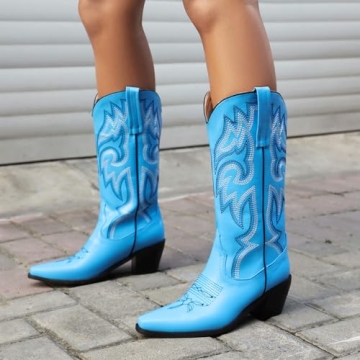 heelchic Embroidered Cowboy Cowgirl Boots for Women
