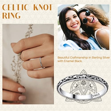 Suplight 925 Silver Celtic Knot Stackable Ring Size 5