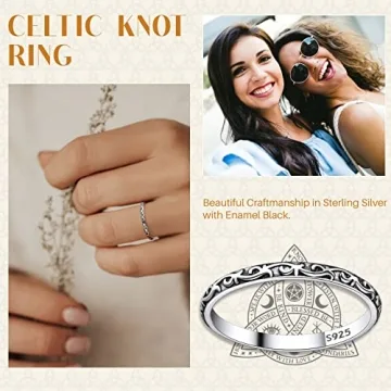 Suplight 925 Silver Celtic Knot Stackable Ring Size 5