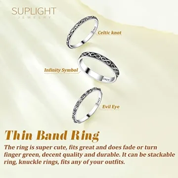 Suplight 925 Silver Celtic Knot Stackable Ring Size 5