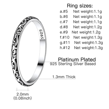 Suplight 925 Silver Celtic Knot Stackable Ring Size 5