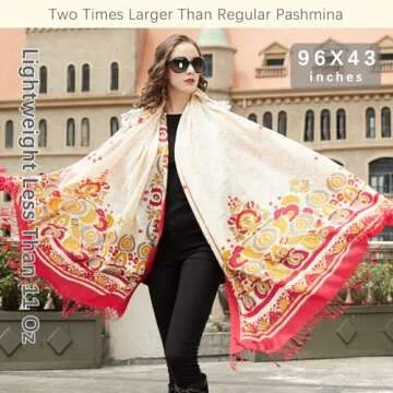 DANA XU Luxury 100% Pure Wool Oversized Extra Large Warm Floral Cashmere Pashmina Scarf Shawl And Wrap For Women Blanket Cape