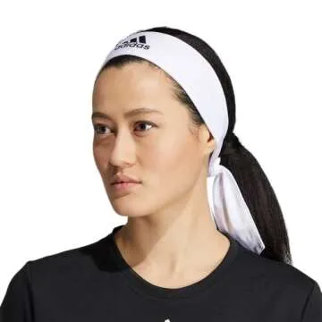 adidas Alphaskin Tie Headband, White/Black, One Size