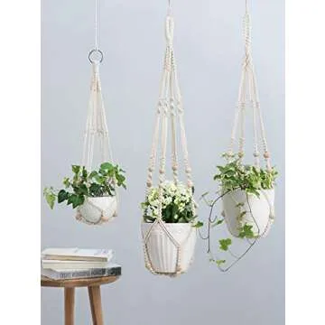 Mkono 3 Pack Macrame Plant Hangers Indoor Chic Design