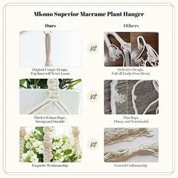 Mkono 3 Pack Macrame Plant Hangers Indoor Chic Design
