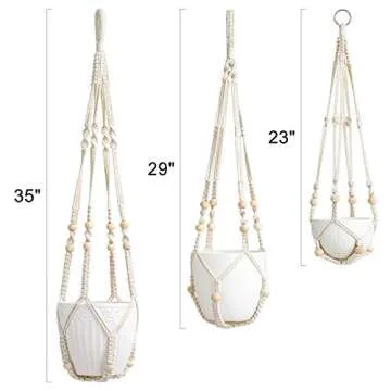 Mkono 3 Pack Macrame Plant Hangers Indoor Chic Design