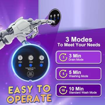 Portable Washing Machine with Upgraded 11L Capacity and Foldable Design, 3 Modes Mini Washing Machin...