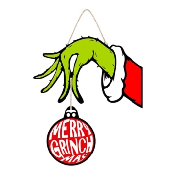 Christmas Door Sign Merry Christmas Decorations - Festive Welcome Hanging Wreath for Indoor and Outd...