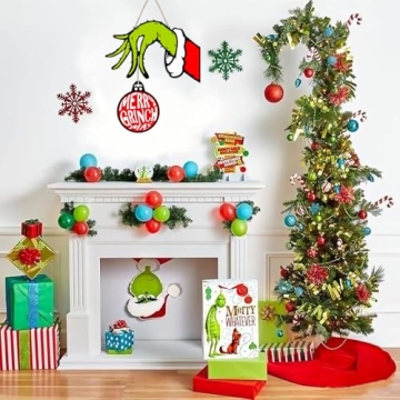 Christmas Door Sign - Wooden Welcome Decoration for Holidays