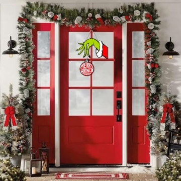 Christmas Door Sign - Wooden Welcome Decoration for Holidays