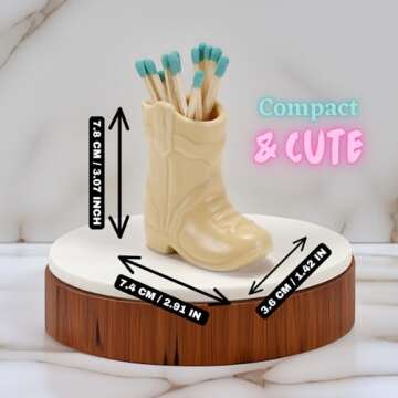 AetheresEmporium Ceramic Cowboy Boot Match Holder with Striker 4-Inch Portable Vintage Match Holder in Pink, Black, White or Terracotta - Cute Decor Match Holder (No Matchsticks Included) (Pink)