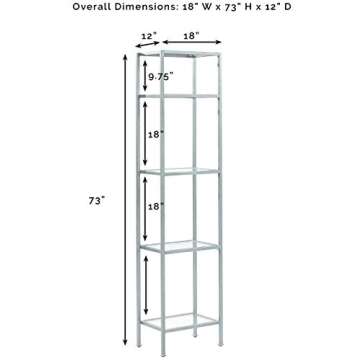 Crosley Furniture Aimee Narrow Bookshelf with Glass Shelves, Bookcase Storage, Gold and Glass