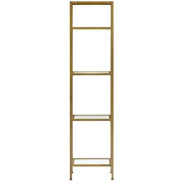 Crosley Furniture Aimee Narrow Bookshelf with Glass Shelves, Bookcase Storage, Gold and Glass