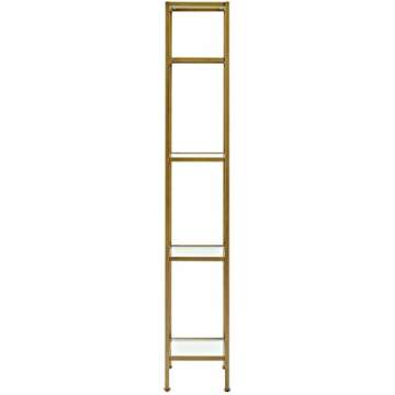 Crosley Furniture Aimee Narrow Bookshelf with Glass Shelves, Bookcase Storage, Gold and Glass