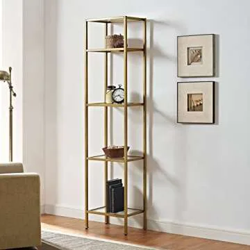 Crosley Aimee Etagere: Elegant Gold Shelf