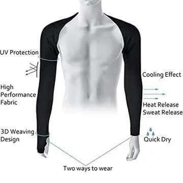 Cool Shawl Arm Covers 2-Pack Sun Protection with Finger Holes UV Protection Arm Covers for Golf (black and white)