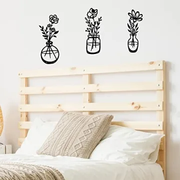 Metal Flower Wall Art - 3 Piece Set for Home Decor