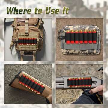 Tyseam 12/20 Gauge 60 Round Adjustable Shotgun Shell Bandolier with Quick Release Buckle, 2 Pack Shotgun Shell Holder Holds Shotgun Shells for Hunting (Black)