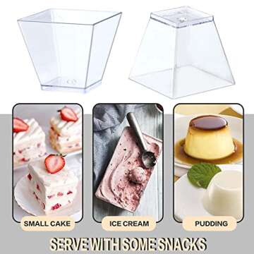Oomcu 100 Pack Mini Clear Plastic Dessert Cups