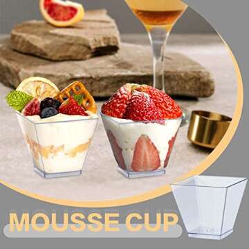 Oomcu 100 Pack Mini Clear Plastic Dessert Cups