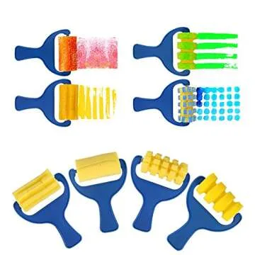 EVNEED Paint Sponges for Kids,29 pcs of Fun Paint Brushes for Toddlers.Coming with Sponge Brush, Flower Pattern Brush, Brush Set, Long Sleeve Waterproof Apron with 3 Roomy Pockets Colourful