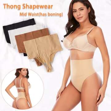 Werena Tummy Control Thong Shapewear for Women Seamless Shaping Thong Panties Body Shaper Underwear(...