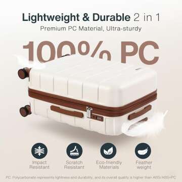 Vipbox Luggage Sets 3 Piece Hardside (3-YEARS VIP SERVICE) Expandable Ultra Durable Polycarbonate Lightweight Carry On Travel Suitcase with TSA Lock Spinner Wheels, Elegant White