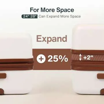 Vipbox Luggage Sets 3 Piece Hardside (3-YEARS VIP SERVICE) Expandable Ultra Durable Polycarbonate Lightweight Carry On Travel Suitcase with TSA Lock Spinner Wheels, Elegant White