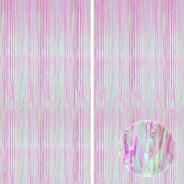 KatchOn XtraLarge Foil Iridescent Backdrop Curtain | Pink Tinsel Curtain for Events
