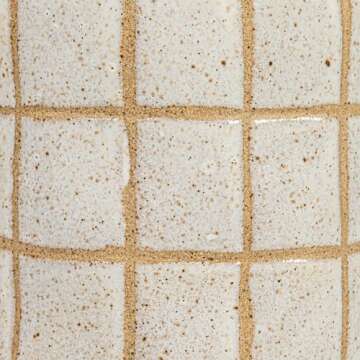 Bloomingville 8.5 Inches 46-Ounce Stoneware Pitcher with Wax Relief Grid Pattern in Reactive Glaze, Cream and Brown