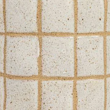 Bloomingville 8.5 Inches 46-Ounce Stoneware Pitcher with Wax Relief Grid Pattern in Reactive Glaze, Cream and Brown